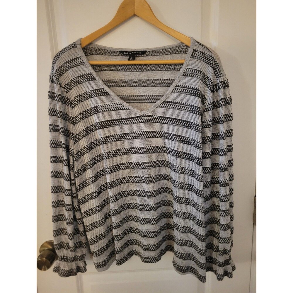 Zac & Rachel Gray Striped Top